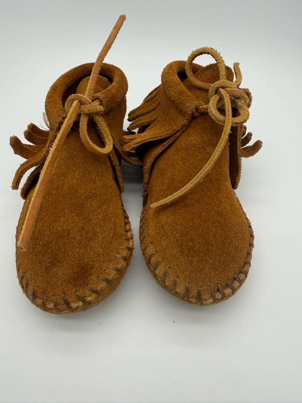 VTG 80s Minnetonka Moccasin Childrens Softsole Fringe Boots Size 7 Style 2482